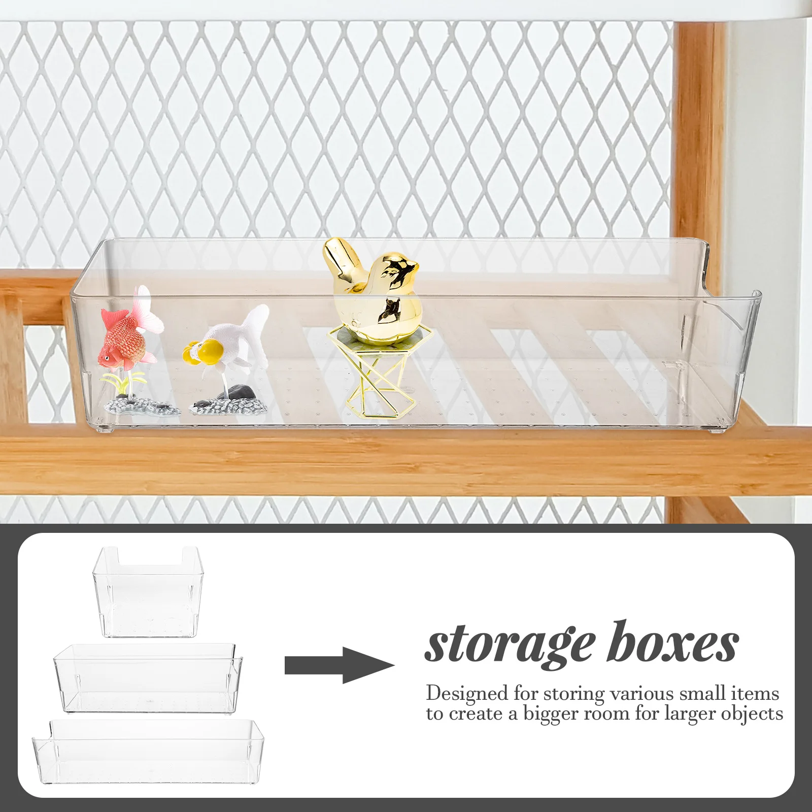 

3 Pcs Tray Storage Box Set Desk Organizer Drawer for Office Organizers and Bins Three Tier Desktop Clear