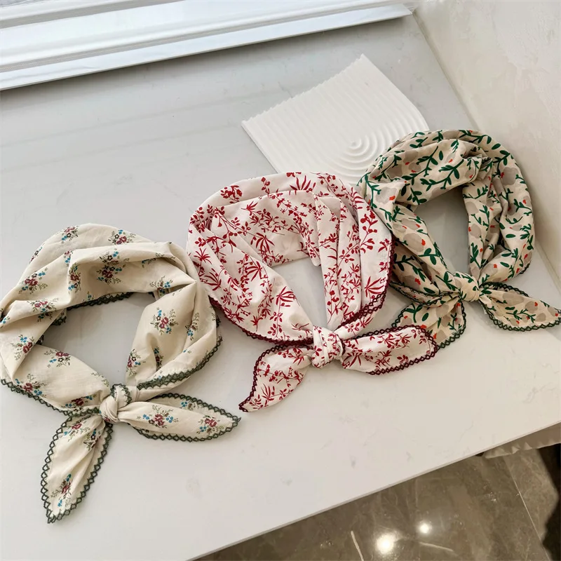 Square Scarf Women High Quality Bandana Female Headkerchief cotton linen Feeling Neckerchief Hijab Shawl Warps Summer Scarves