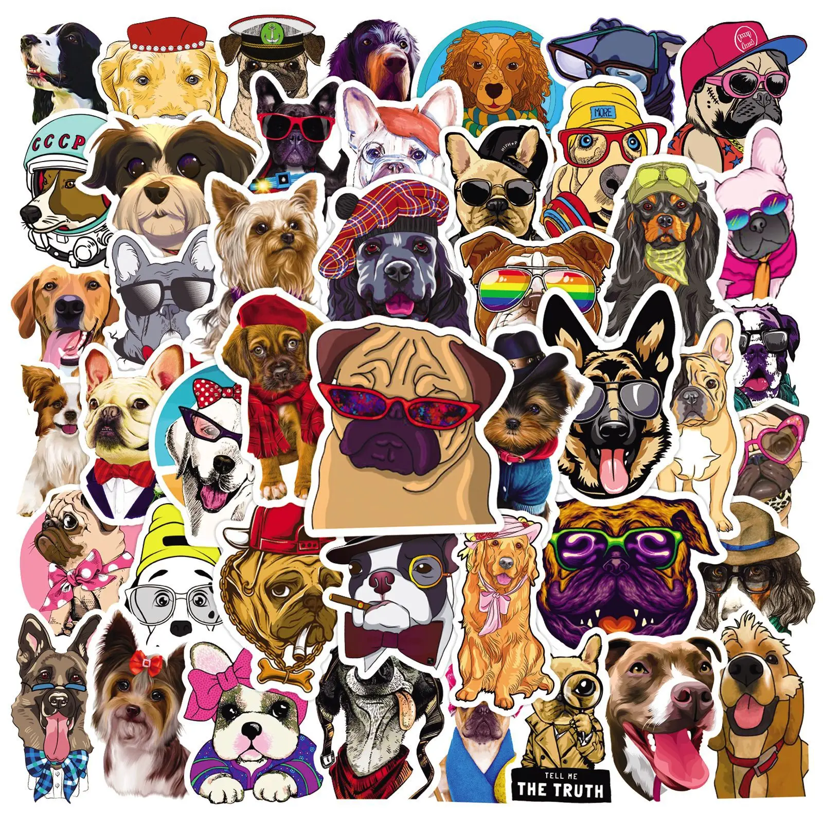 50pcs Pet Sticker Cute Cartoon Puppy Dogs Fun Doodle Toy Kawaii Laptop Scrapbook Suitcase  Phone Decoration Waterproof Sticker