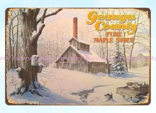 Geauga County Pure Maple Syrup metal tin sign man cave inspirational