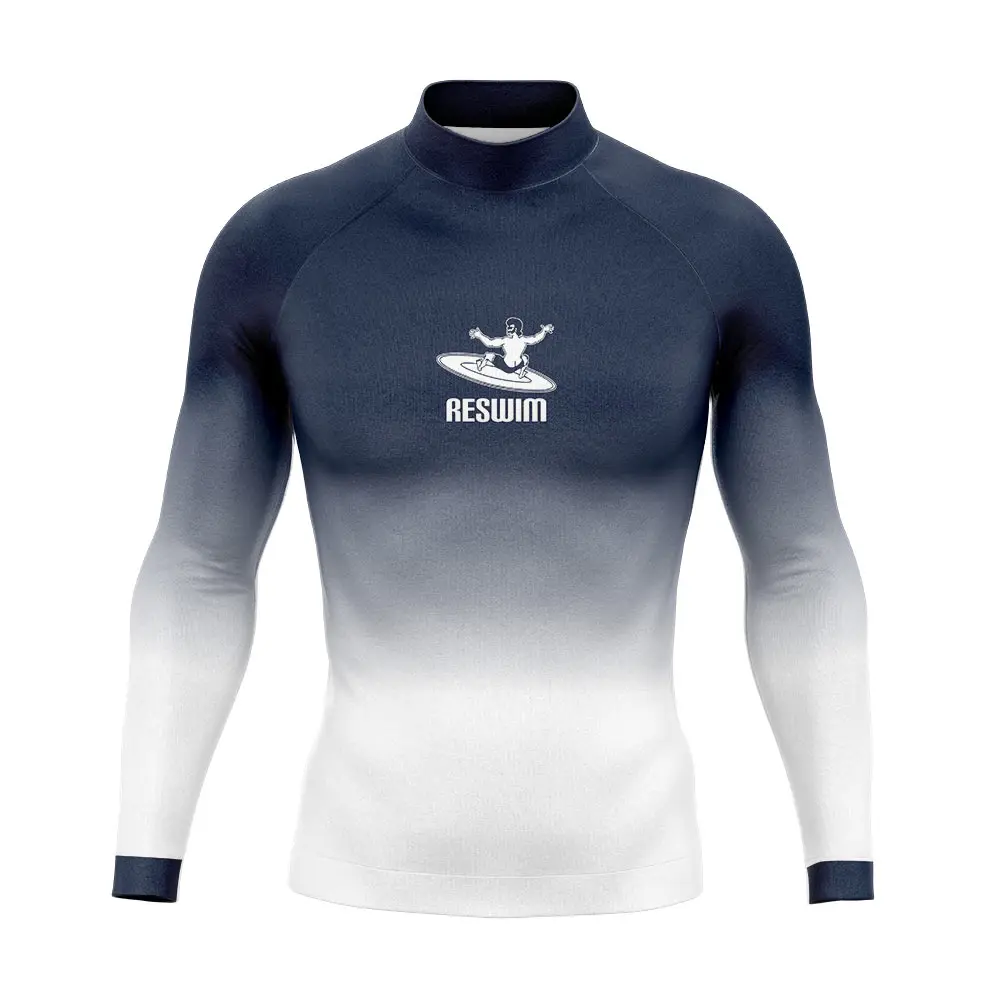 Nowy męski strój kąpielowy z długim rękawem wysypka straż Surf t shirt letni pływanie na plaży obcisłe Surf clothing UV skirsuit Rashguard