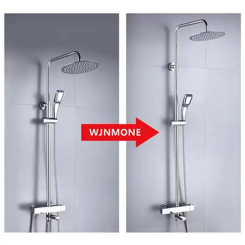 Imagen 2 del producto Extensor de ducha para bañera, barra de extensión redonda negra y gris, juego de grifo, tubo de extensión, accesorios de baño, 30cm Expensor de ducha de baño Blanco/gris mate/plata 30cm