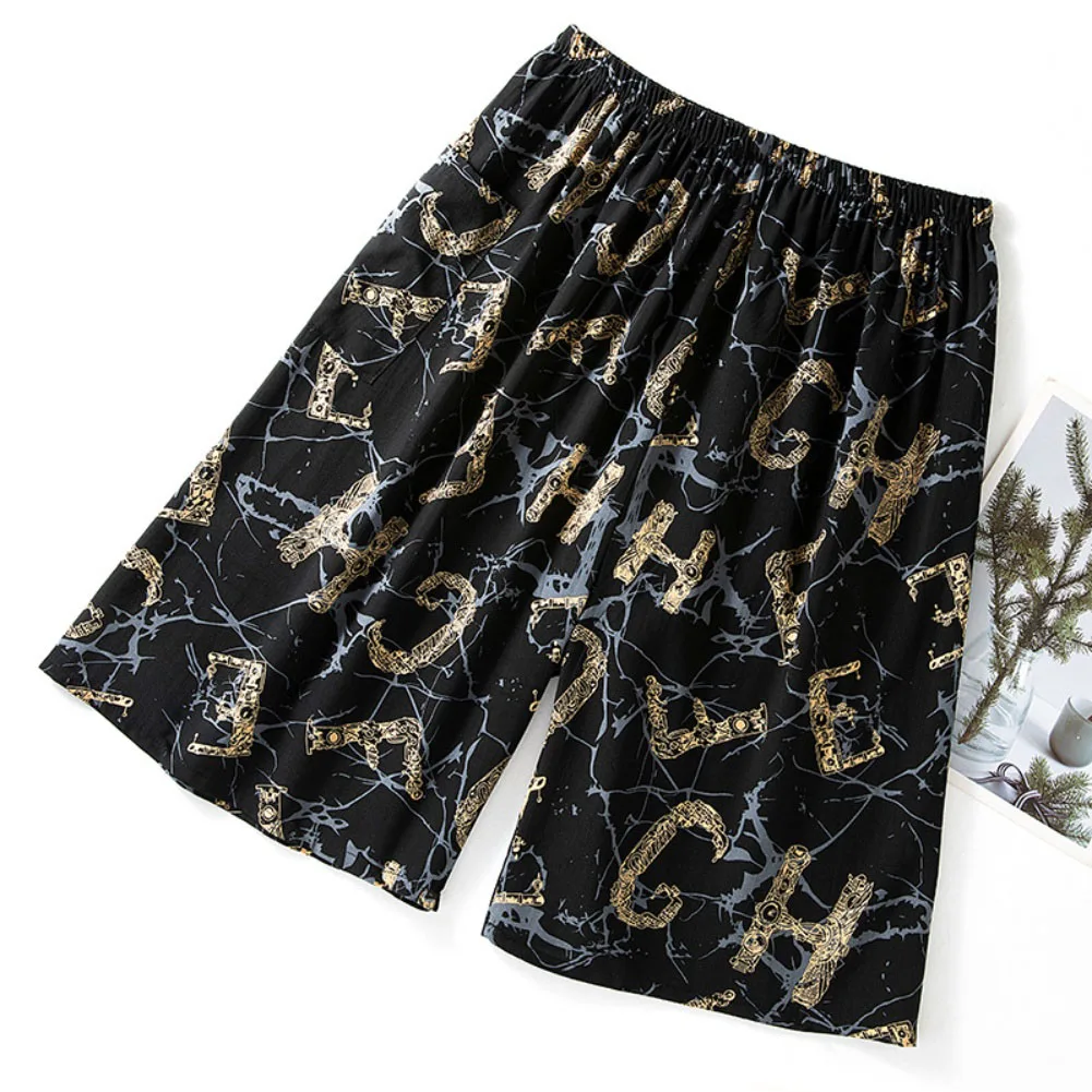 Summer Pajamas Mens Cotton And Silk Pajae Shorts Plus Size Beach Pants Loose Home Shorts Underwear Sleep Bottoms Daily Knickers