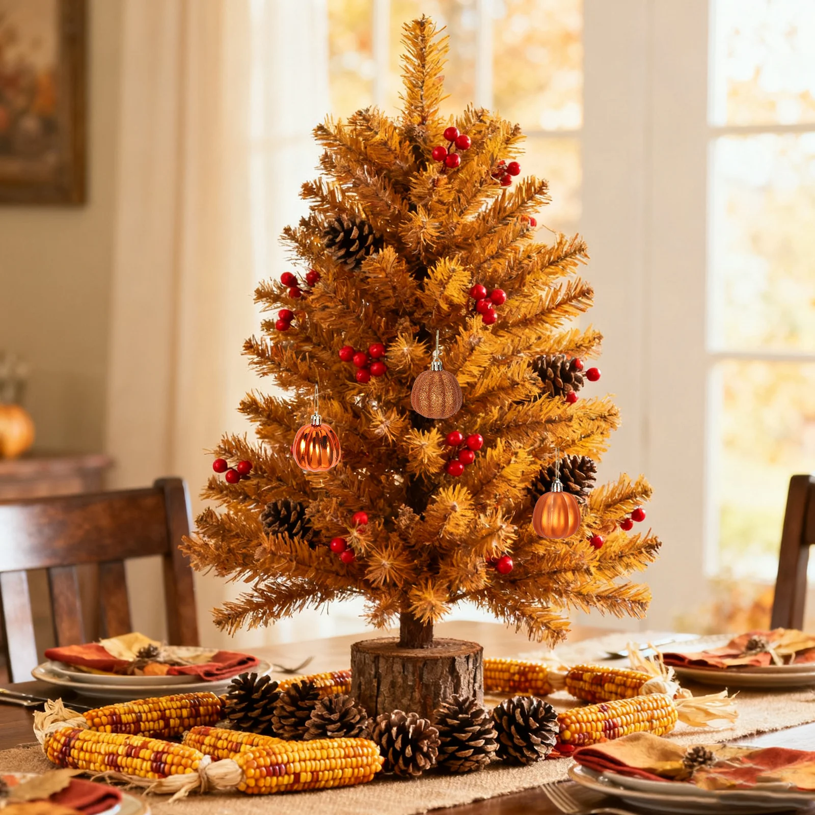 

36Pcs Mini Plastic Artificial Pumpkins Hanging Ornaments Realistic Thanksgiving Tree Pumpkin Decor Autumn Fall Harvest