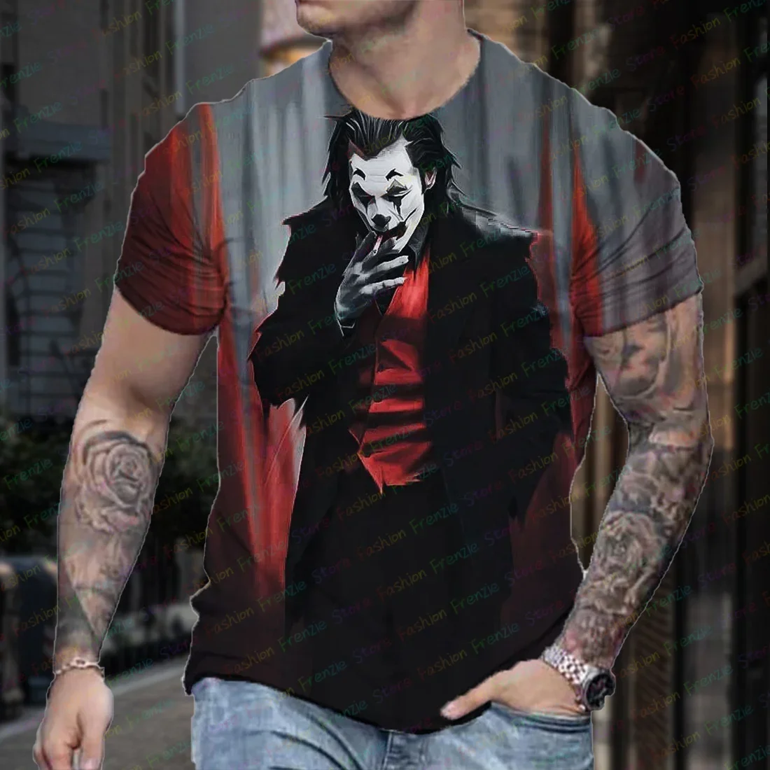 Camiseta con estampado 3D del Joker para hombre y mujer, ropa de calle a la moda de manga corta con cuello redondo, ropa deportiva informal de gran tamaño, Verano