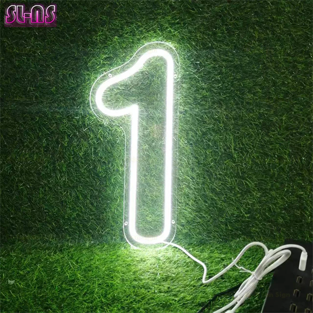 

LED Numbers Sign Birthday Acrylic Lights 0 to 9 with Switch for Birthday Party Wedding Party Business Wall Decor Neon Number 1