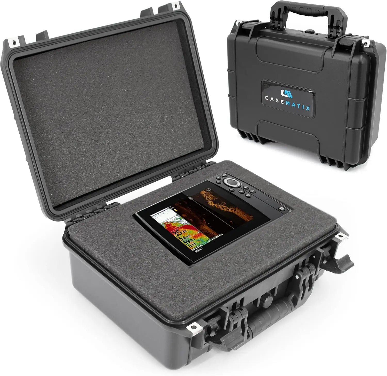 

16" Waterproof Marine Fish Finder Case - Impact-Resistant Hard Shell for GPS Chartplotters, Depth Finders, Boats