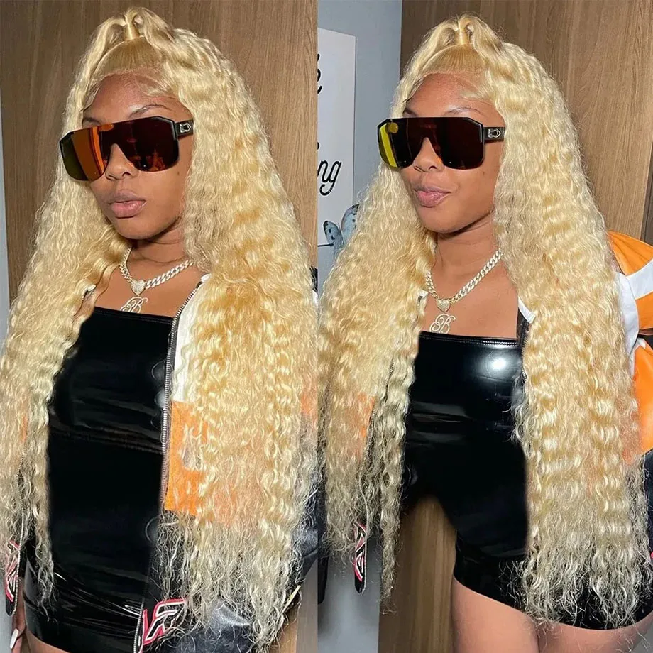 

Blonde 613 Curly Lace Front Human Hair Wig 13x4 Water Wave Lace Front Wigs Human Hair Cheap Color Deep Wave HD Lace Frontal Wig