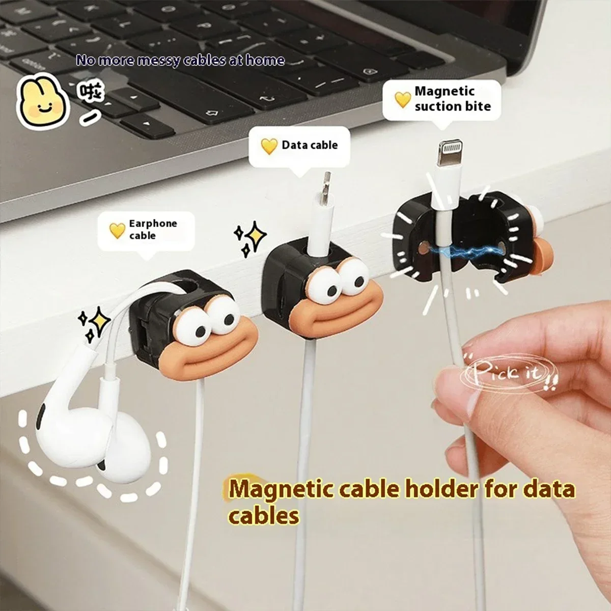 Office Magnetic Desk Cable Clips Organizer Desktop Protector Cord Winder Row Plug Self-Adhesive Fixed USB Charging Line Holder