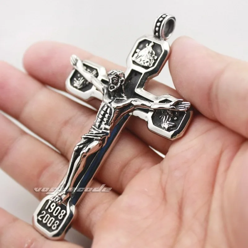 

Huge Jesus Cross 316L Stainless Steel Mens Biker Punk Pendant D199 Steel Necklace 24inch Men's accessories birthday present