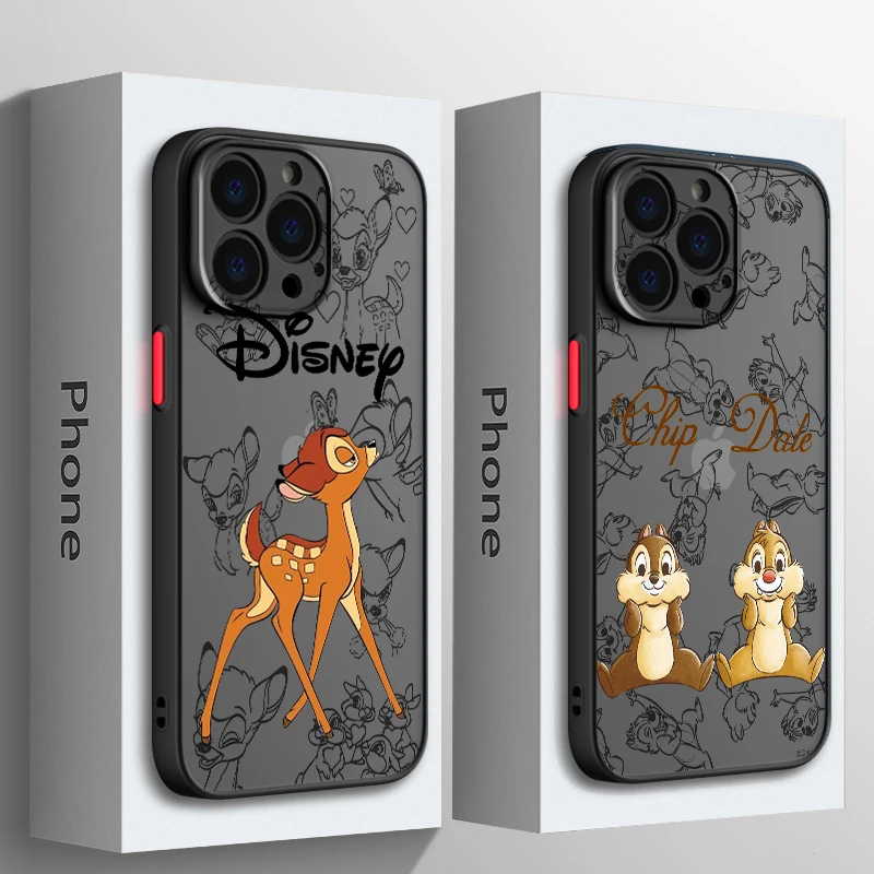 

Chip 'n' Dale Bambi For Apple iPhone 15 14 13 12 11 Mini XS XR X Pro MAX 8 7 6 Plus SE 2020 Frosted Translucent Phone Case