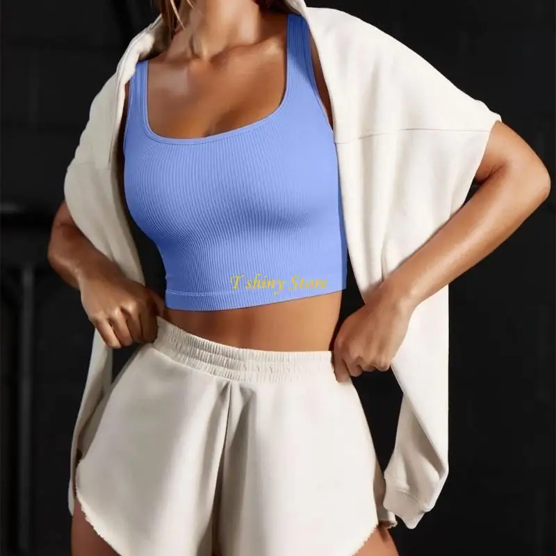 N58F قمة محصول مضلع عصري للنساء من قمم الخزانات المريحة والمتنفس #5