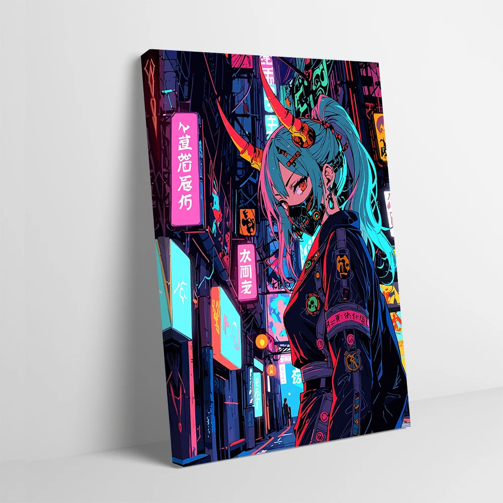

Cyberpunk Demoness Printing Poster Pictures Wall Art Canvas Painting Gift for Bathroom Decor Room Decoration Home Interior Mural