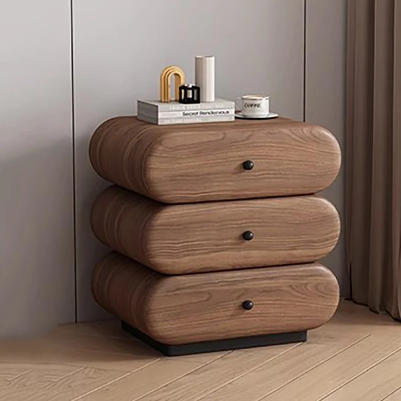 

Luxury Aesthetic Modern Bedside Table Cream Style Space Saving Night Table Storage Design Mesita De Noche Home Furniture