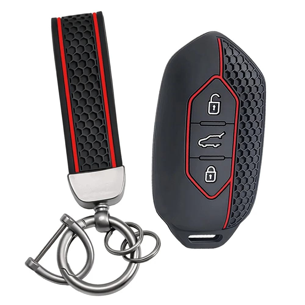 Silicone Key Case For Kia Picanto Sorento MQ4 Carnival KA4 Morning K5 Carens EV9 Seltos Togg T10X With Wrist Strap And Carabiner