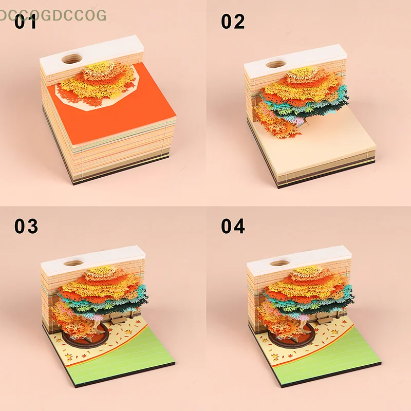 

Desk Calendar With LED Light 3D Tear-away Calendar Paper Carving Art Memo Pad Notepad Gift Christmas Time Piece Calendar