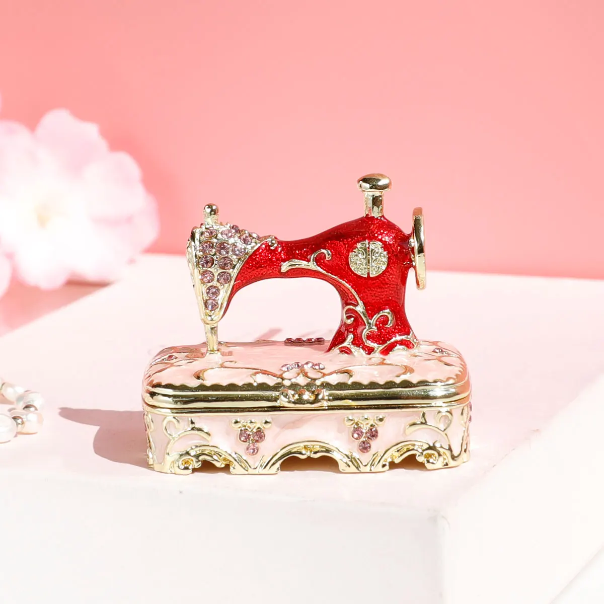 Tailor ornament jewelry box, metal sewing machine, clothes cart, ring box, jewelry decoration, ornament jewelry box