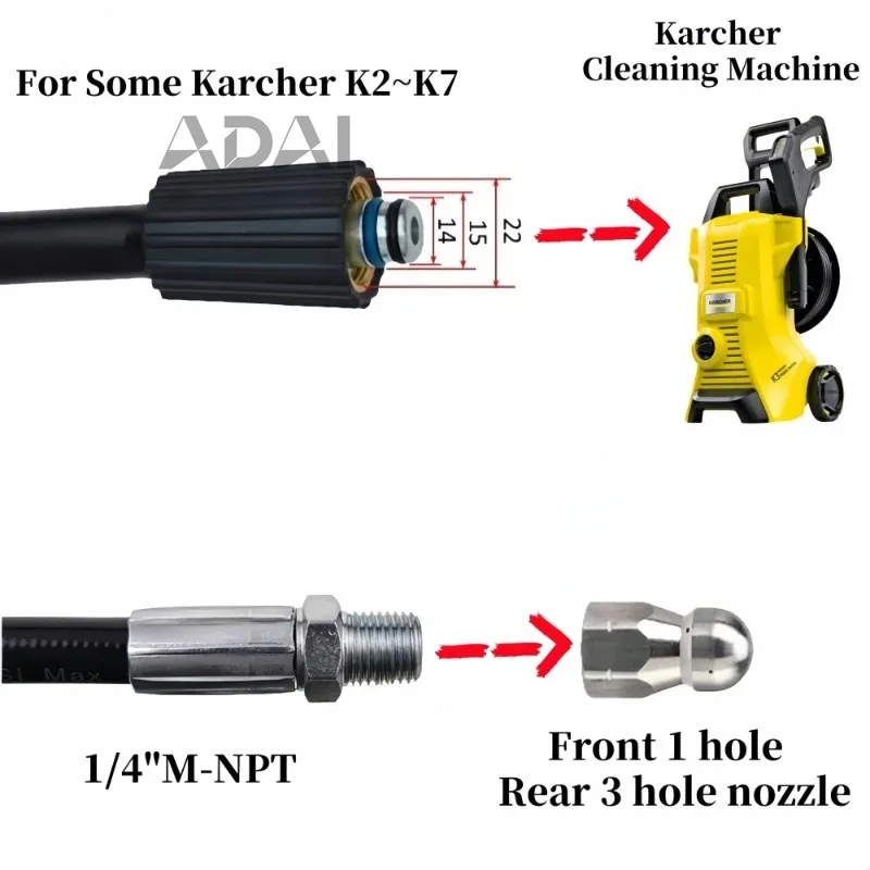

Насадка для чистящей машины высокого давления, прочная и прочная, комплект канализационного распылителя, удлинительный шланг для мойки автомобиля