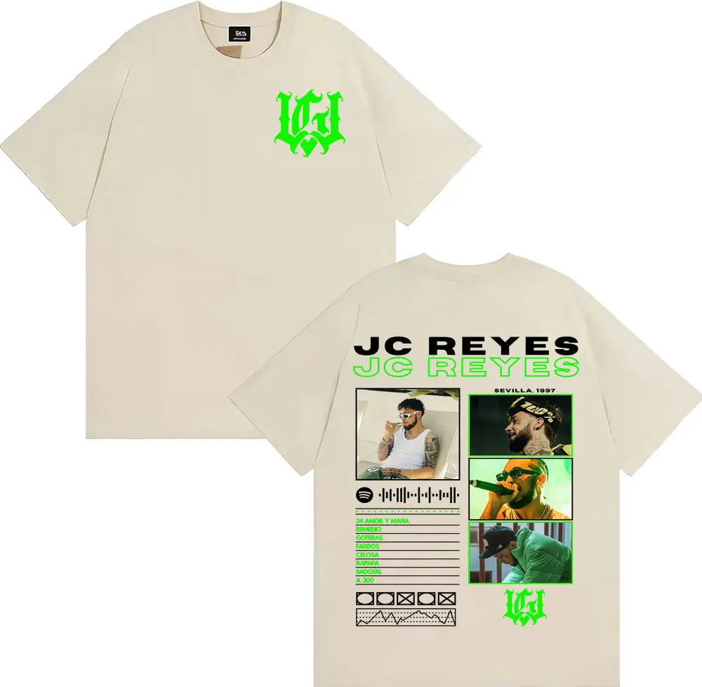 مغني الراب Jc Reyes ألبوم جولة 2025 غطاء تي شيرت الرجال النساء موضة تتجه خمر تي شيرت الصيف بلايز الراحة المتضخم تي شيرت