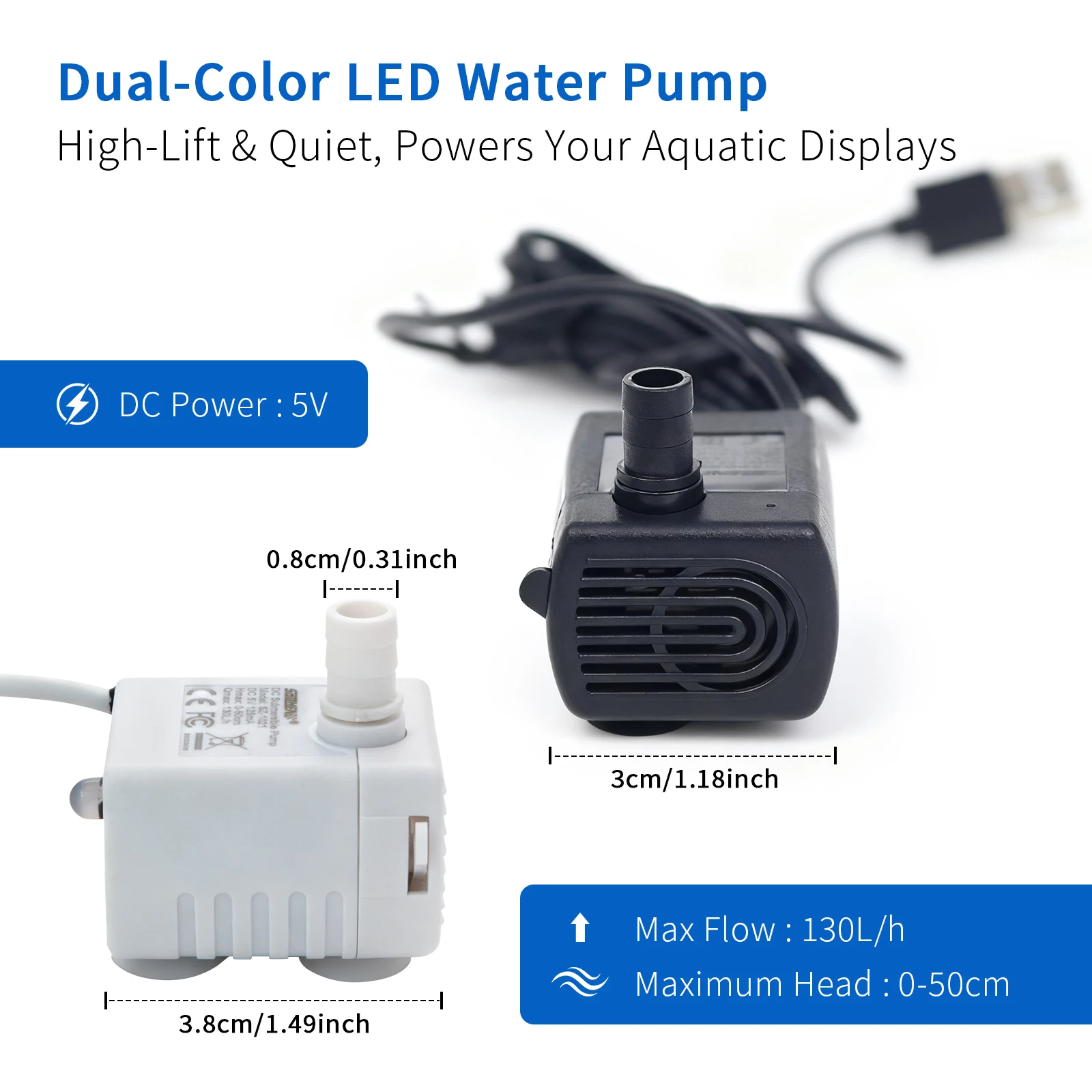1 Pc Ultra-Efficient Silent USB Pet Water Fountain Pump with LED Indicator Light for Cat Water Fountains Premium Replacement gallery 2