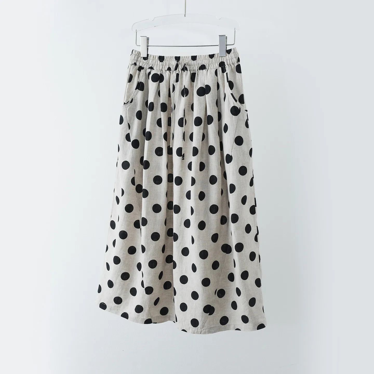 

Dave&di Wave Point Flower Bud Skirt Linen Loose Commuting Versatile Casual Mid Length Skirt Skirt Woman Clothing Faldas Skirts