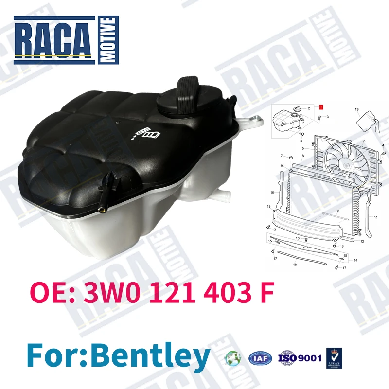 

For Bentley Continental GT Flying Spur 4.0 V8 V12 6.0T 2004-2018 Engine Coolant Expansion Tank 3W0121403F