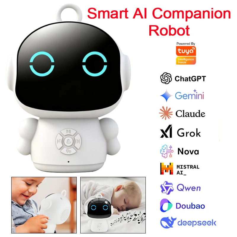 Tuya Smart Life Smart AI Robot WiFi Early Education Toys Supports 61 Languages & Voice Interactive Educational Learning Machine