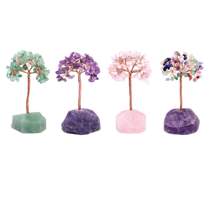 

Healings Crystal Stone Trees Wire Wraped Natural Agates Stone Base for Decoration