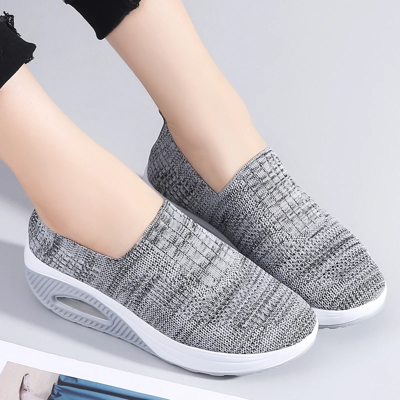 Big Size43 Black Woman Sneakers with Platform Casual Wedge Sports Shoes for Women Walking Summer Ladies Footwear Designer Sneake