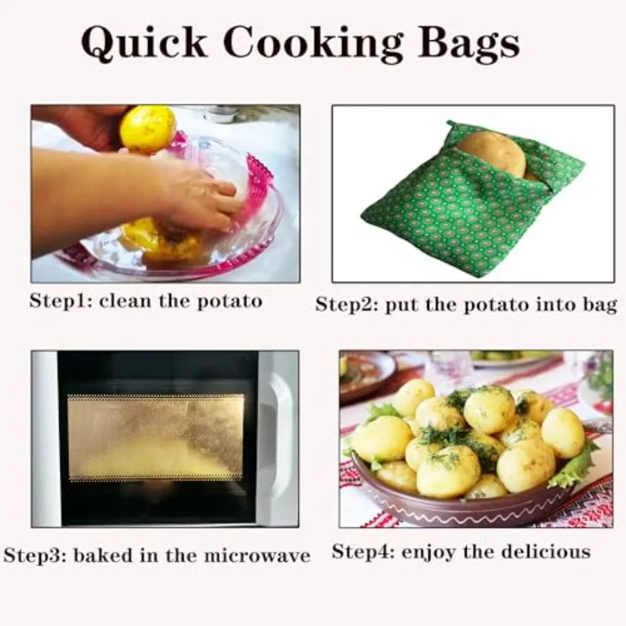1 sacchetto di patate riutilizzabile per microonde per patate al forno perfette 10,5 x 8,5 Ih sacchetto di cottura per microonde per patate soffici Sck sano