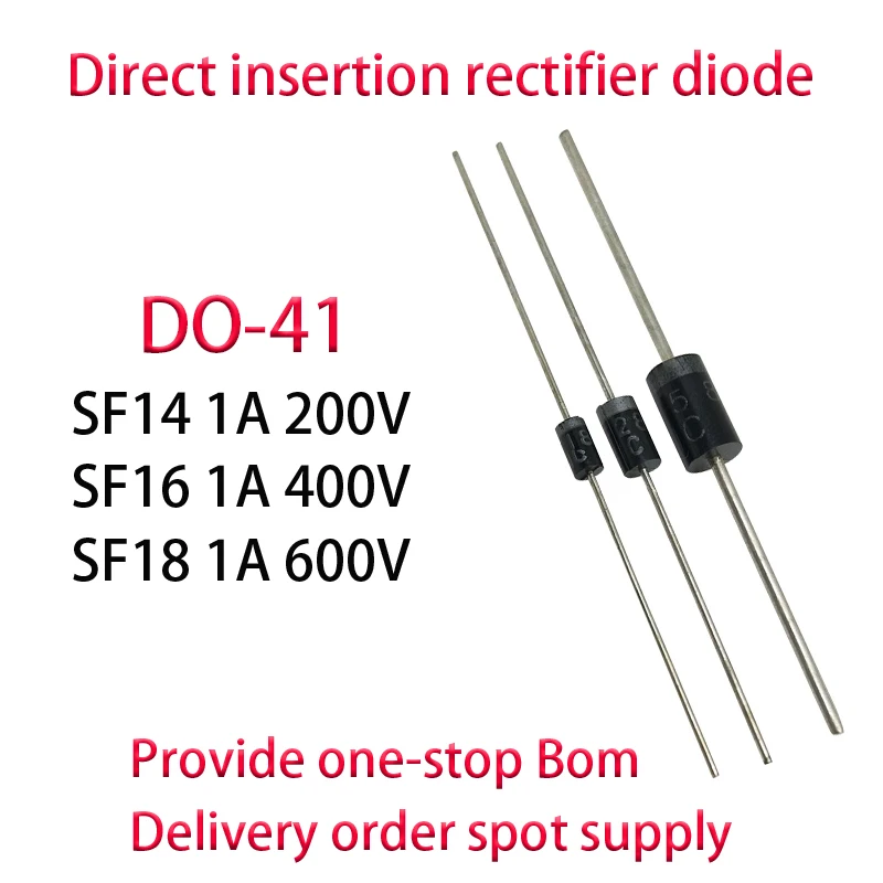 50PCS SF14 1A 200V SF16 1A 400V SF18 1A 600V DO-41 Direct insertion rectifier diode ultra fast recovery diode