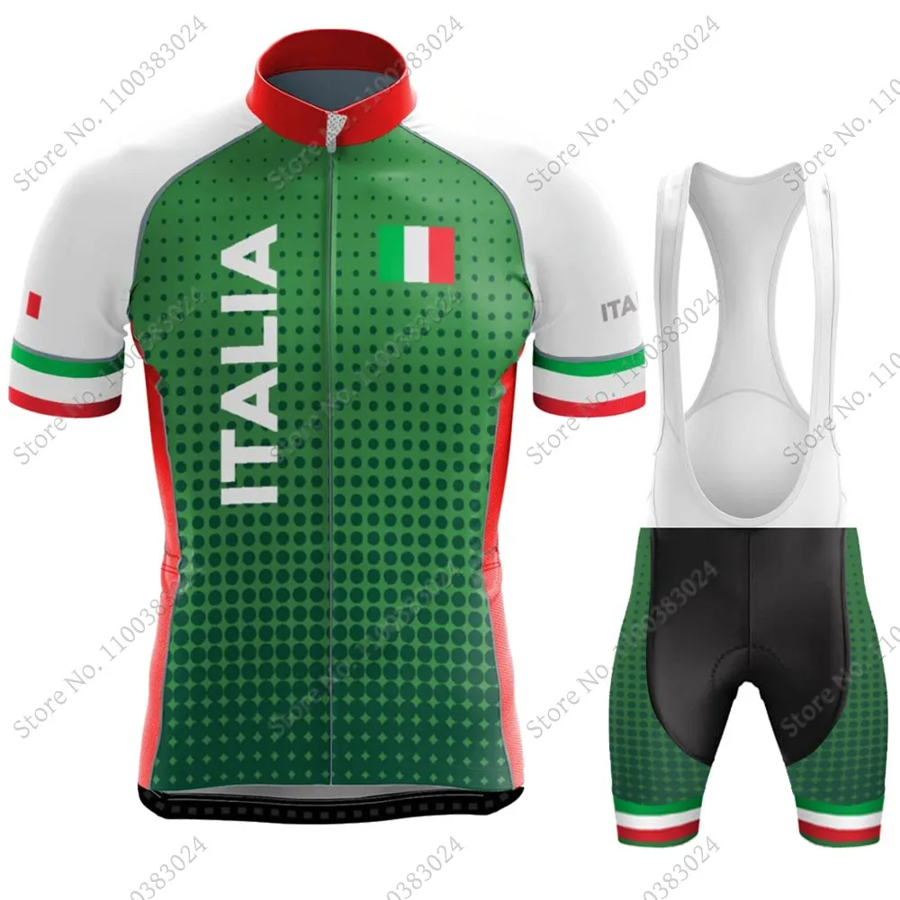 Cycling Jersey 2024 Italy Set Summer Italian Nation Bicycle Clothing Road Bike Shirts Suit Bicycle Bib Shorts MTB Ropa Maillot