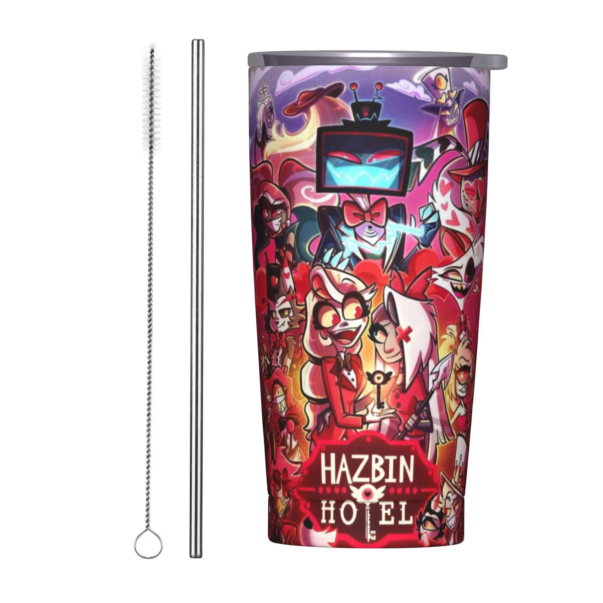 

hazbines hoteles alastor vox 2 Tumbler 20oz Stainless Steel Double Wall Vacuum Insulated Travel Mug With Straw