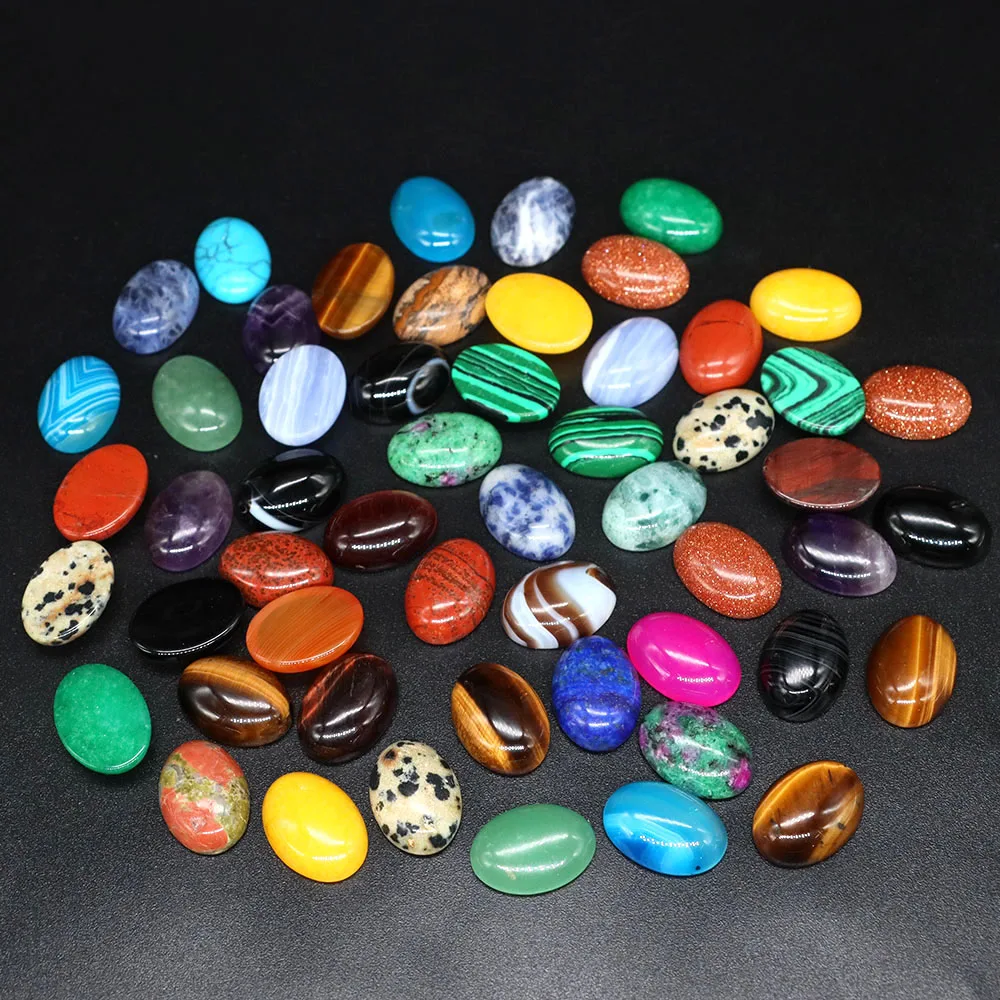 5pcs/Lot Natural Crystals Stone Oval Cabochon Beads Flat Back Cab Cameo DIY Ring Pendant Necklace Jewelry Making Accessories