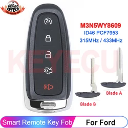 KEYECU M3N5WY8609 315/433MHz For Ford Edge Escape Explorer Taurus Flex Focus Lincoln MKX 2011-2019 Remote Key Control ID46 Chip