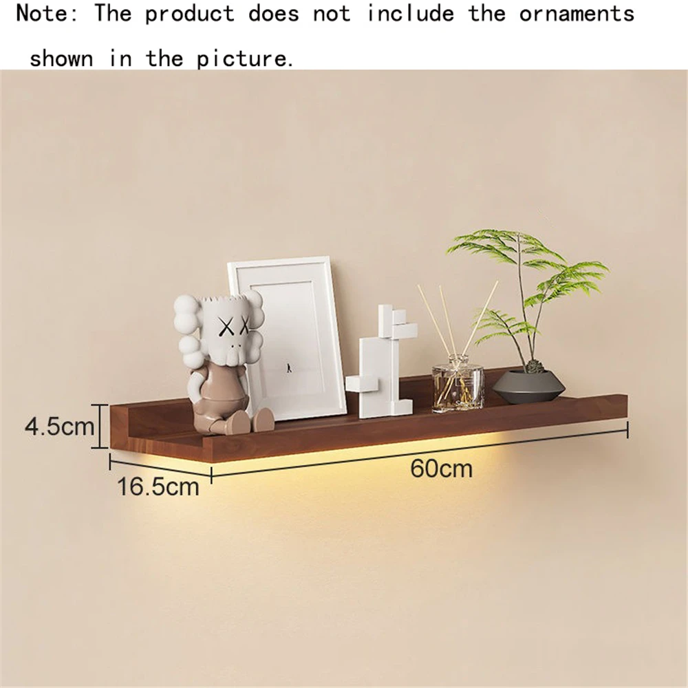 Solid Wood Storage Rack Led Wall Lamp Multi Functional Decoration Shelf Living Room Study CAFE Office Sconces House Night Light