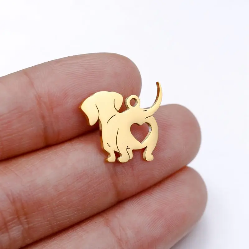 10pcs/lot 14*17mm Stainless Steel Lovely King Charles Hound Dog Charms Family Tewelry Pendants DIY Necklace Jewelry Making