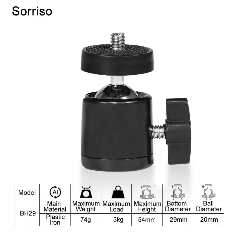 SLR 카메라용 미니 볼 헤드, Dslr 삼각대, 휴대폰 LED 라이브 라이트 플래시 브래킷, 스탠드 홀더, 어댑터 마운트 크래들, 1/4 인치