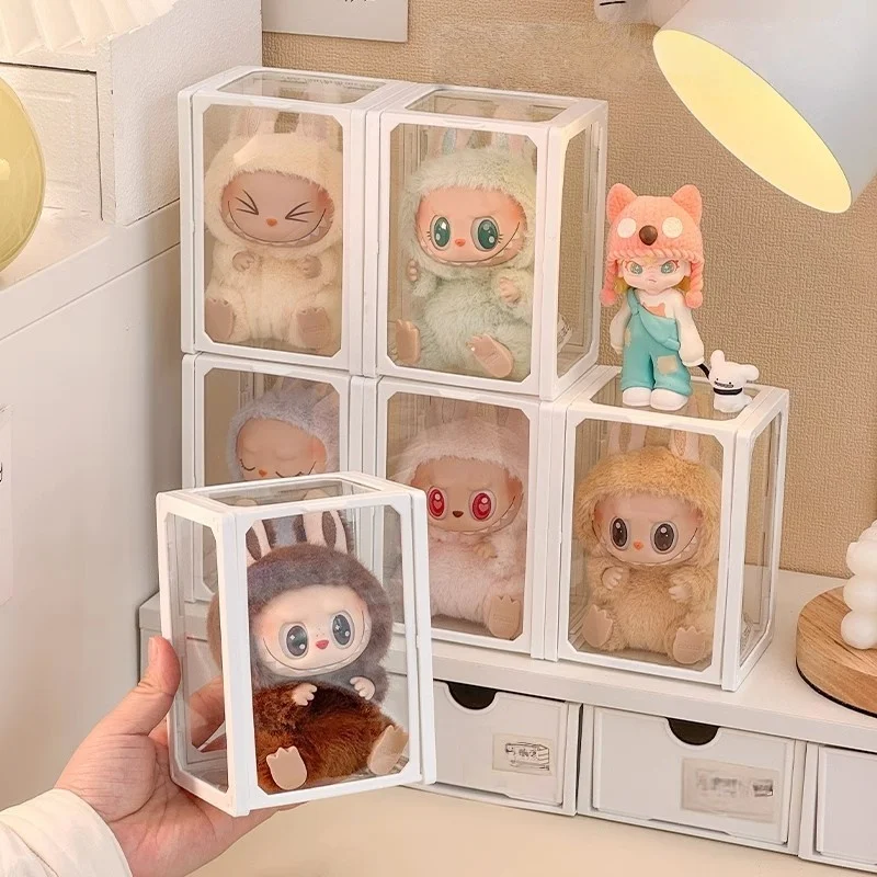 

Acrylic Display Case for Labubu Figures Clear Shelf with Doors for Sitting/Standing Pose & Blind Box Dolls Collection