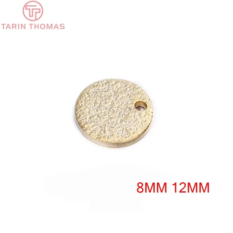 (1279)20PCS 8MM 12MM 24K Gold Color Brass Frosted Round Disk Charms High Quality Diy Jewelry Findings Accessories