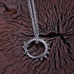 Stainless Steel Vikings Dragon Ouroboros Pendant Scandinavia Nordic Culture Rune Amulet Necklace Men's Punk Hip Hop Jewelry