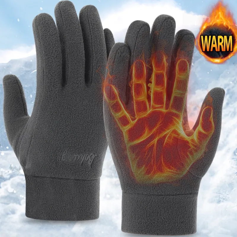 

Men Thicken Fleece Gloves for Women Winter Warm Thermal Full Finger Glove Outddor Windproof Running Skiing Cycling Mittens