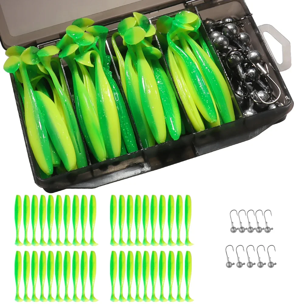 50 Teile/schachtel Metall Jig Köder 5,5 cm 7 cm 10 cm Weicher Köder 3g 5g 7g 10g 14g Jigging Kopf Haken Angelgerät Box Pesca Sinking Köder Kit