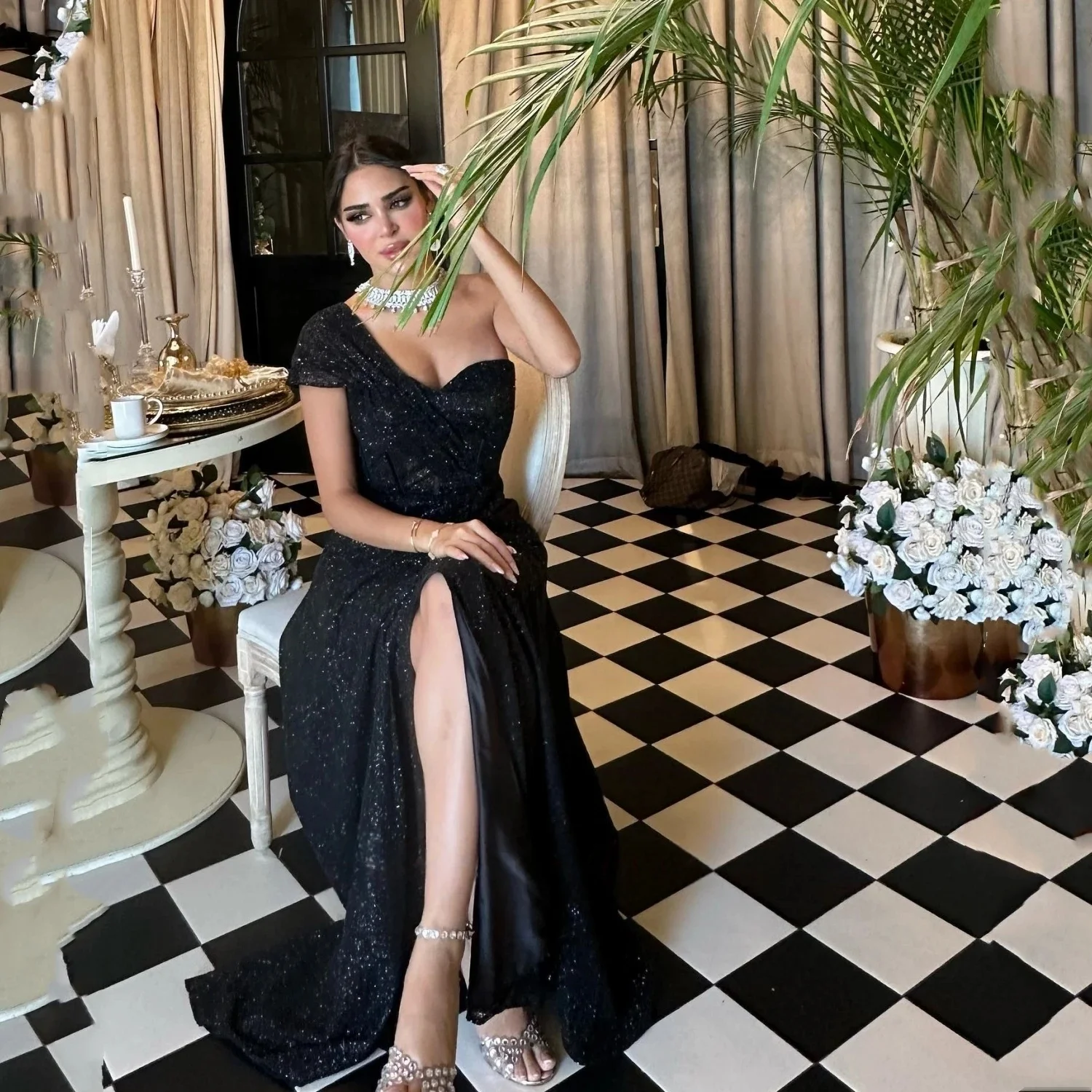 

Черное длинное платье с разрезом на заказ Вечерние платья Pastrol Унисекс Джерси Ретро Дубай Саудовская Аравия Израиль Пром по индивидуальному заказу