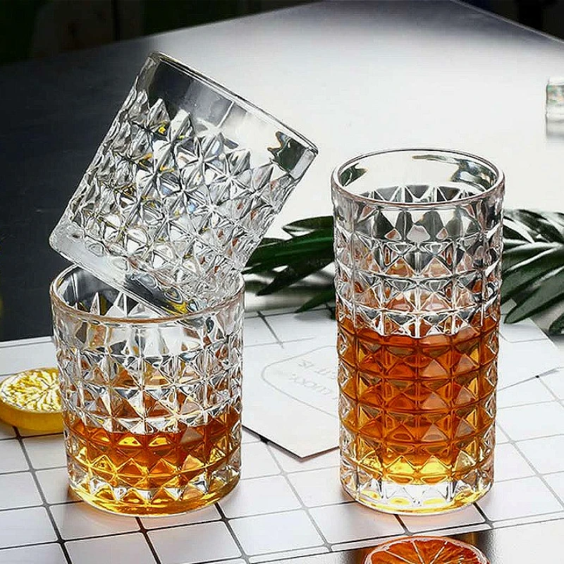 300ml/330ml High End Wine Glasses Cocktail Glass Diamond Glass Cup Transparent Whiskey Glass Bar Water Bottle Party Brandy Cup