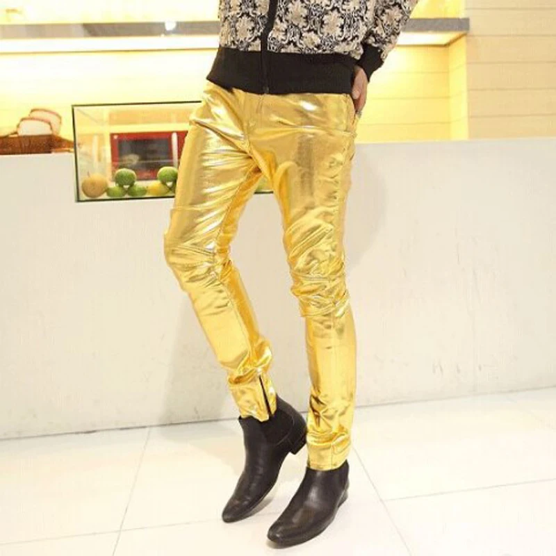 بنطال رجالي كاجوال من الجلد الصناعي ، بنطلون بقصة ضيقة ، ملابس شارع كلاسيكية ، بنطال نحيف للدراجات النارية ، موضة كورية ، الربيع ، الخريف ،