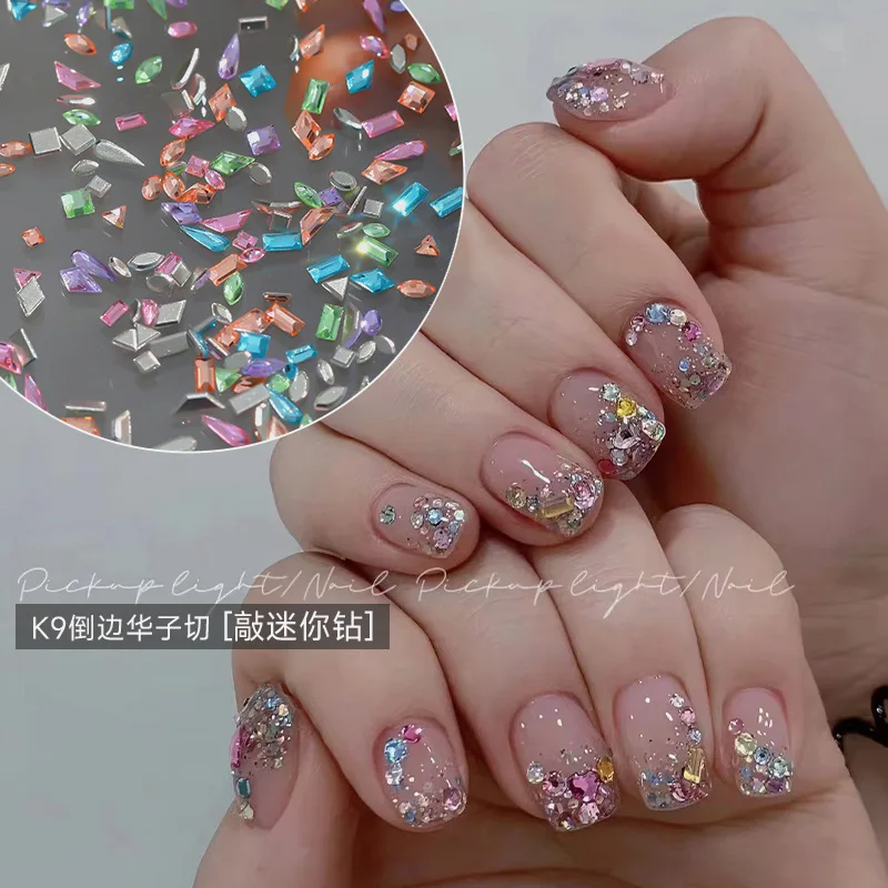 Mini prego diamante encantos k9 cristal strass decorações da arte do prego suprimentos de luxo plana volta tamanho misto acessórios para unhas diy