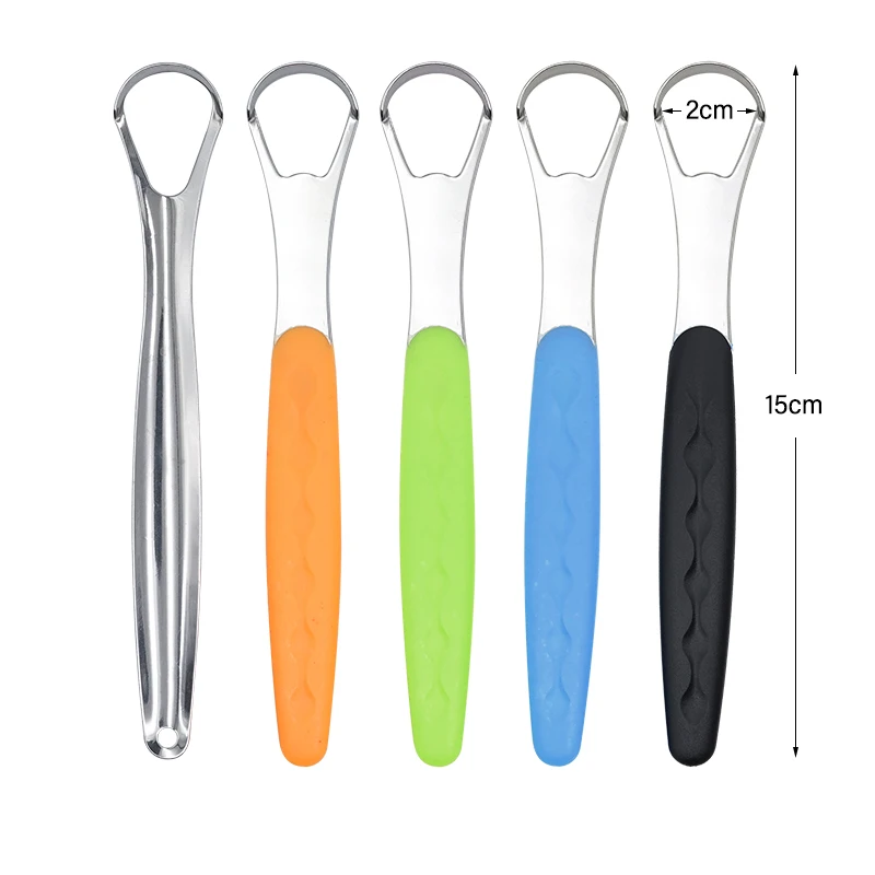 Tongue Cleaner with Non-slip Handle Tongue Scraper Reusable Portable Use Stainless Steel Oral Mouth Brush Travel Case