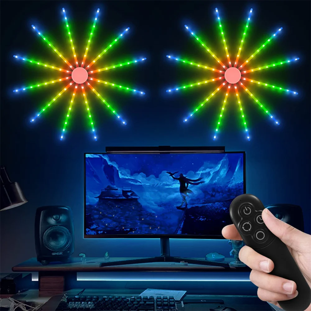 Imagem -05 - Inteligente Rgb Firework Luzes Led Faça Você Mesmo Sonho Meteoro Lâmpada Bluetooth App Controle Remoto para Festa de Aniversário do Festival de Casamento Decoração