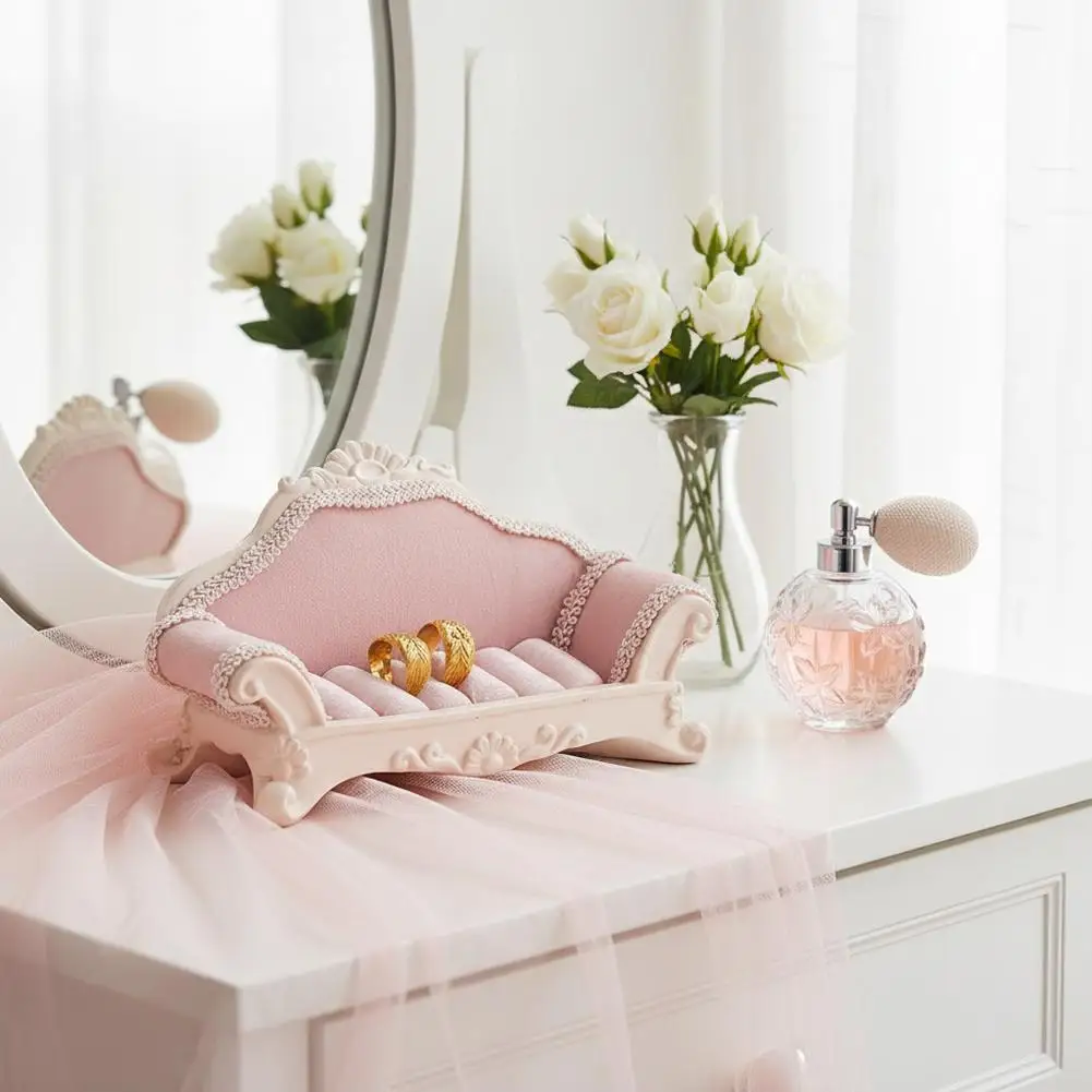 High-heeled Shoes Velvet Ring Display Stand Luxury Flower Jewelry Rack Stand Display Lace Rose Earrings Stand Holder Display